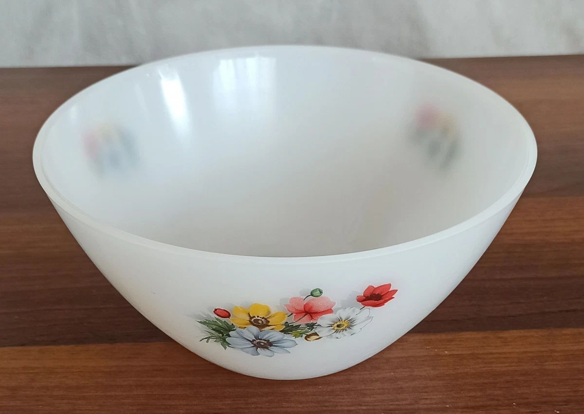 Saladier + 8 Coupelles Arcopal Vintage - Années 70 - Motif Fleurs - Très Bon état