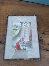 Ancien Cadre Souvenir Lourdes Tissé