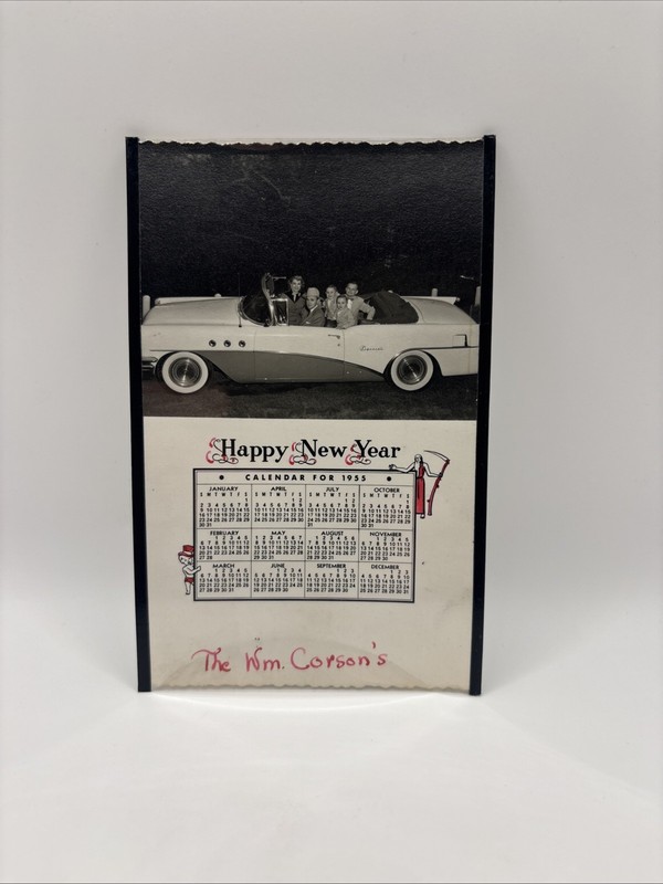 Vintage Snapshot Buick Special Convertible 1955, Happy New Year Calendar