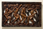 Handcrafted African Tribal Dancing Ritual Mahogany Wall Art Hand Carved Vintage