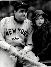 8x10 B&W PHOTO of BABE RUTH & Costar ANNA NILSSON in 1927's Film BABE COMES HOME