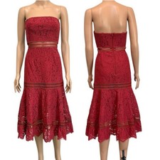 Keepsake XS Butterfly Lace strapless sheer lined midi dress D1 2690