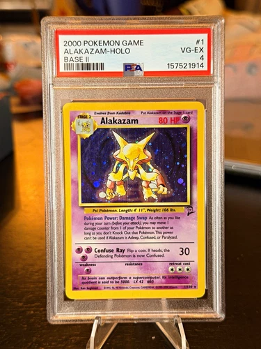 Pokemon TCG Base Set 2 Alakazam 1/130 Holo Unlimited PSA 4 English 2000