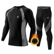 Men's Thermal Underwear Set Sport Long Johns Base Layer Bottom Top for Skiing...