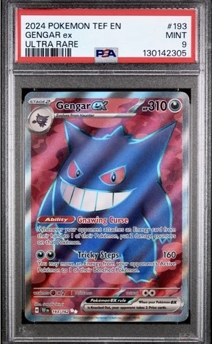 2024 Pokémon TEF Gengar ex 193/162 Full Art PSA 9 MINT English ULTRA RARE ENG