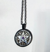 Silver or Black Pentagram Pendant Necklace on chain Wiccan Witchcraft