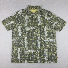 Tommy Bahama Polo Shirt Mens XL Gray Yellow White Island Zone Performance