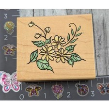 Stampendous Circle of Daisies Flowers V027 2000 Rubber Stamp Wood C12