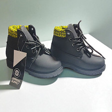 Official Supply Timberland Style Young Kids Boots Size 9 Black / Happy Emoji