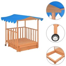 Kids Playhouse with Sandbox – Fir Wood, Blue, UV50
