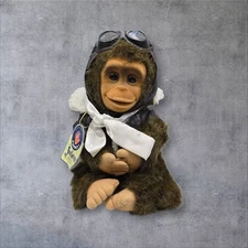 Hosung  Julious Monkey Hand Puppet Vintage Aviator Outfit With Tags Squeaks