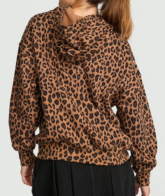 Victoria's Secret Pink Brown Leopard Ivy Fleece Campus Half Zip Hoodie XL NWT