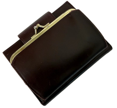 Buxton Oxblood Leather Women's Wallet Kisslock Coin Purse Aniline Cowhide Vtg
