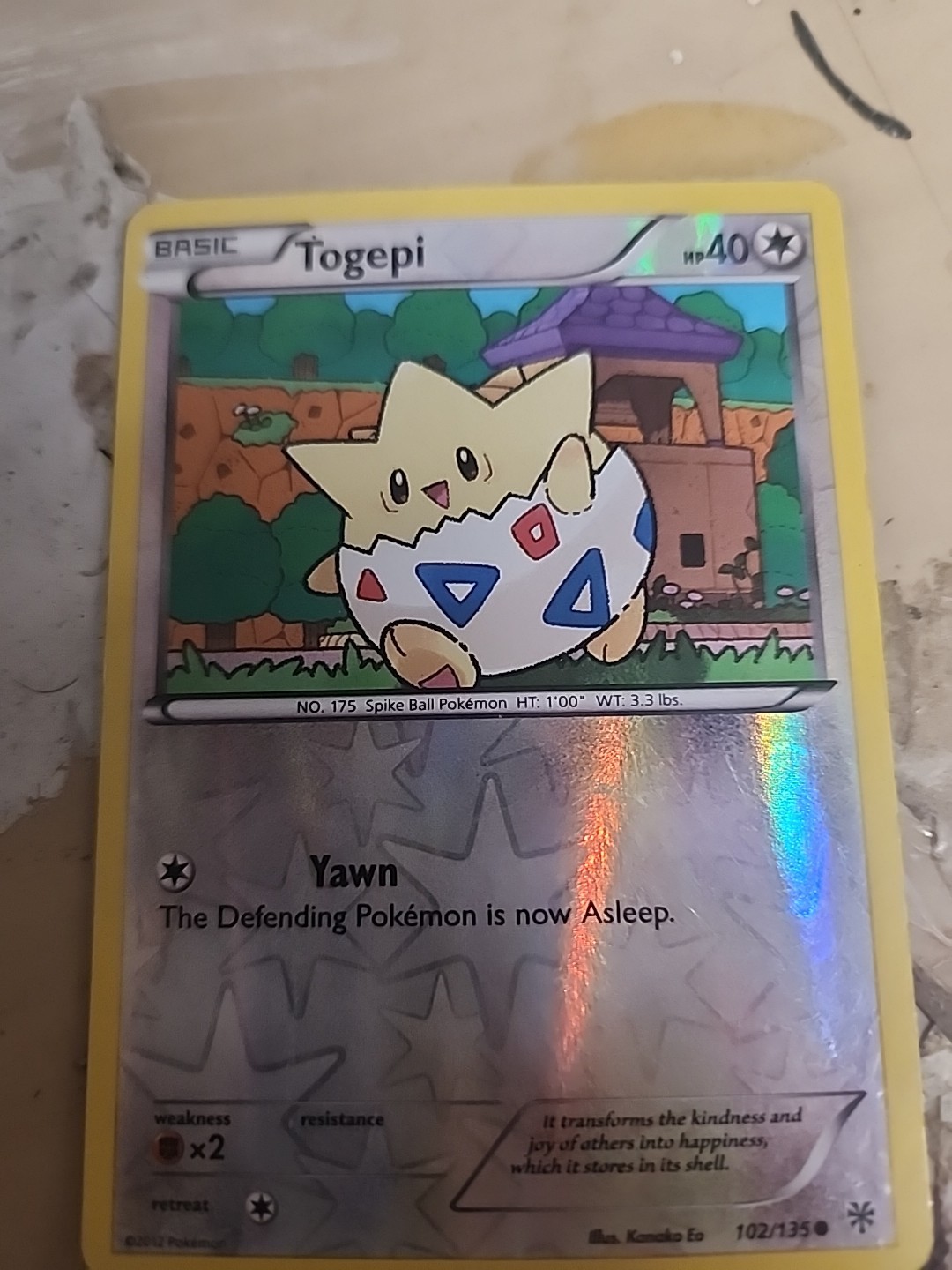Togepi 102/135 Plasma Storm Pokemon Card Reverse Holo