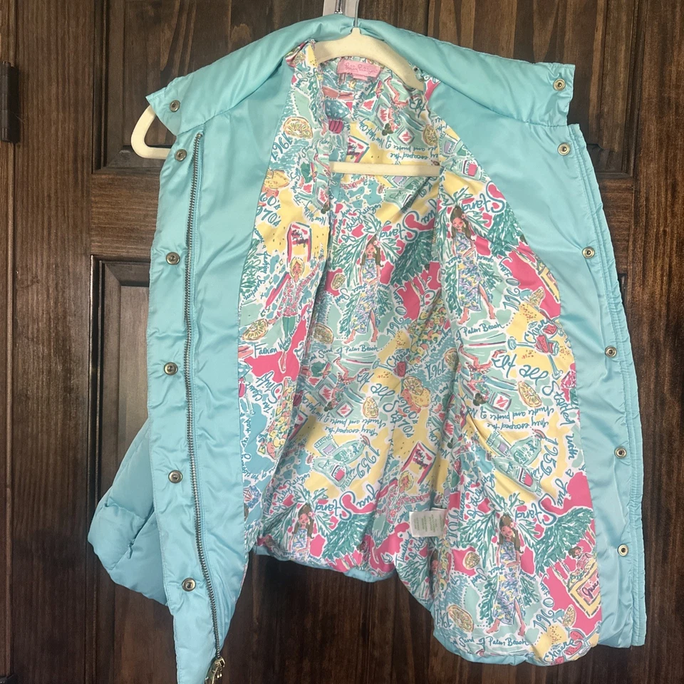 Colete acolchoado Lilly Pulitzer Karin azul água inverno esqui médio - Imagem 2 de 4