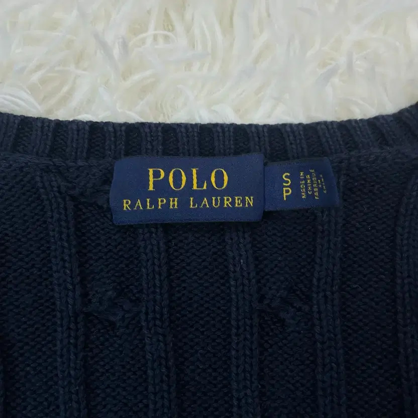 Polo Ralph Lauren Pony Logo V-Neck Cable Knit Sweater Navy thumbnail 3