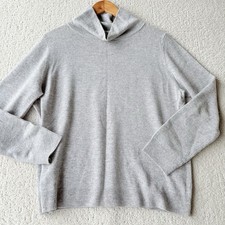 WoolOvers Merino Cashmere Womens Size L Turtleneck Sweater Light Gray