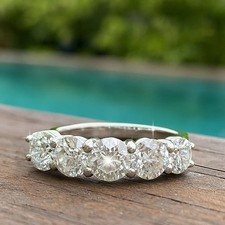 1.5Ct Round Lab Grown VS-FG Diamond Claw Set Five Stone Eternity Ring White Gold