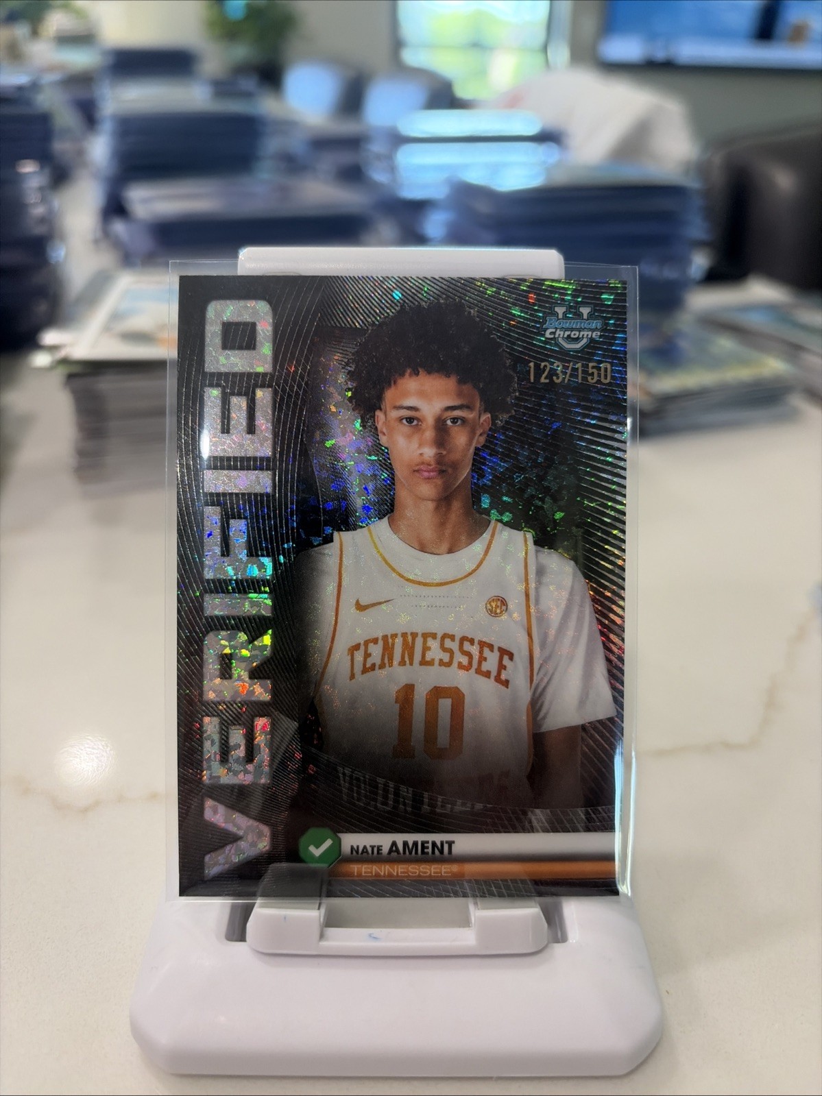 2025-26 Bowman Chrome Nate Ament RC Verified MINI DIAMOND /150 - Tennessee