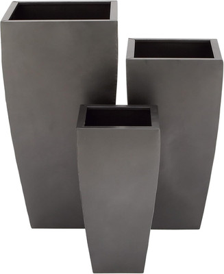 Set of 3  Dark Gray Metal Planters for Indoor/Outdoor Use, 20''-30'' H