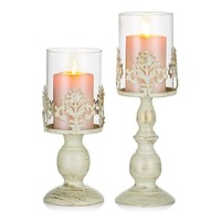 KerzenstäNder Weiß Vintage Deko Kerzenhalter Stumpenkerzen Gothic 2Er Set
