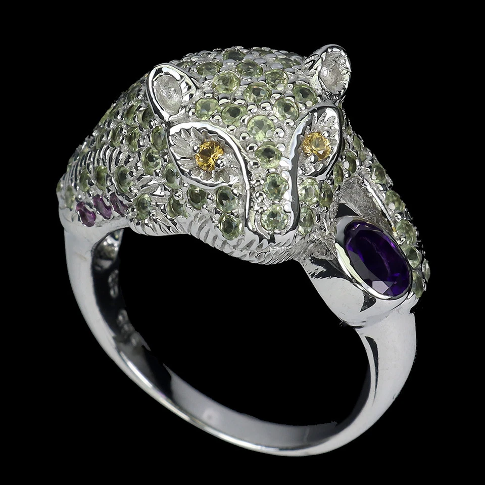925 Sterlingsilber Ring Oval Amethyst Saphir Edelstein Schmuck Größe 8.5 - Bild 3 von 4