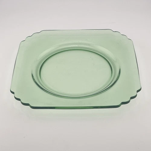 Mayfair Green Depression Glass Salad Plates Fostoria 7 in Square