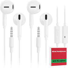 2 Pack Wired Earbuds with 3.5Mm AUX Plug Headphones,Earphones with Microphone, C