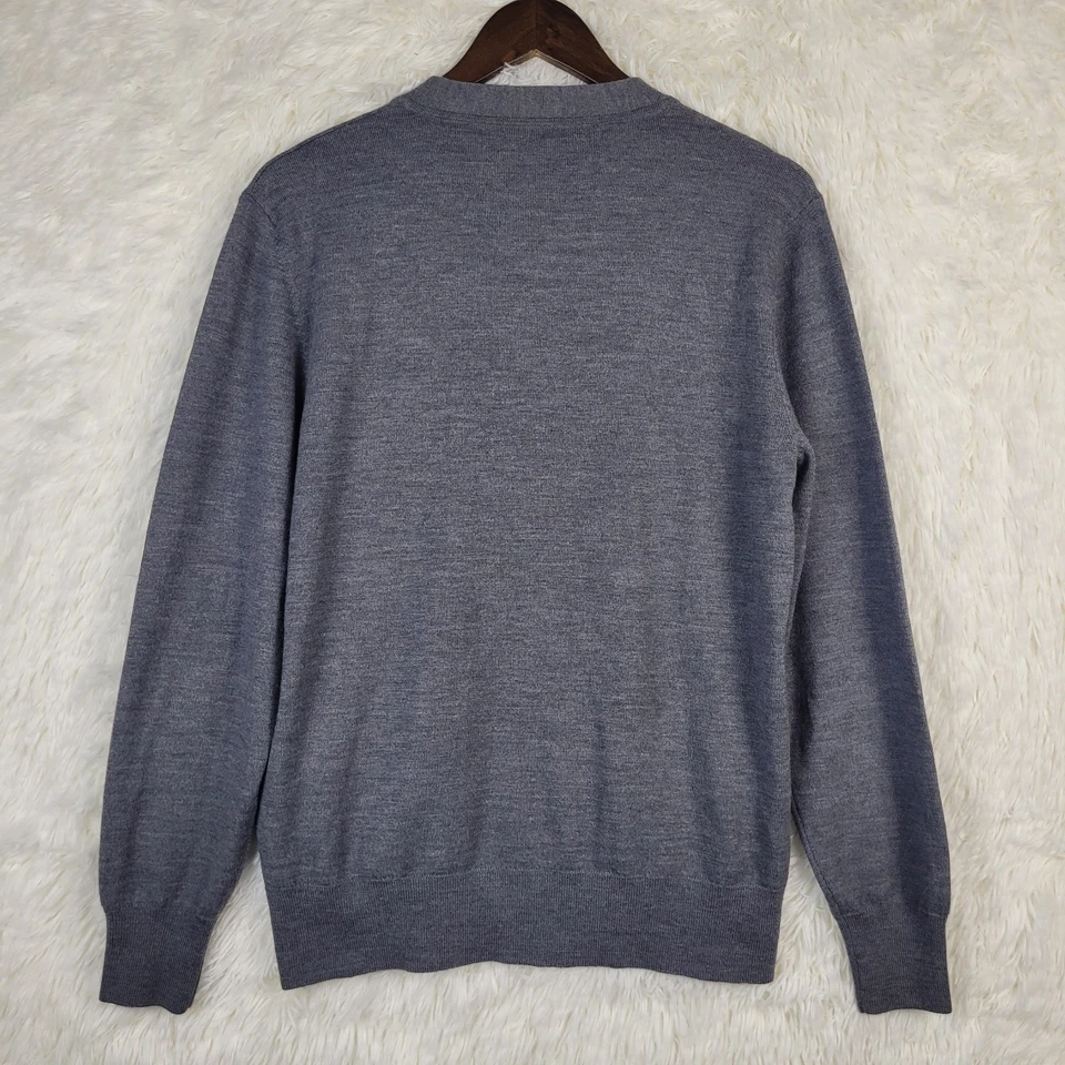 Jack Spade Men's Medium Gray Orange Contrast 100% Wool Cardigan Preppy Golf - Image 3 of 4