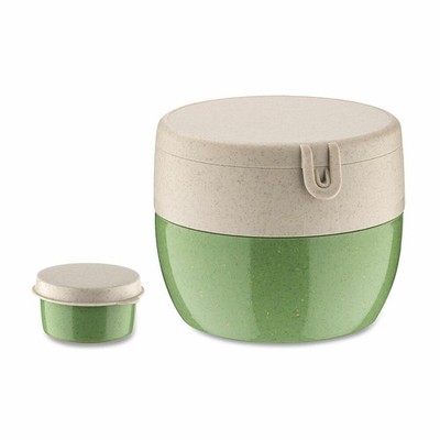 Koziol Bentobox Bentobox M, Lunchbox, Kunststoff-Holz-Mix, Nature Leaf Green