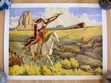 Original 1940s Santa Fe Railroad Poster Lot Hernando Villa Native American 22x18 Original 1940s Santa Fe Railroad Poster Lot Hernando Villa Native American 22x18