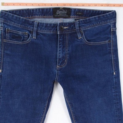 Herrens SuperDry SKINNY Slim Elasthan Blau Jeans W36 L34