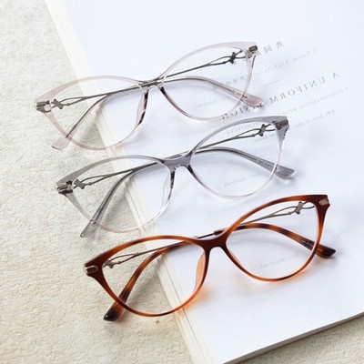 Women Cat Eye Eyeglasses TR90 Metal Frame, Stylish Elegant Clear Glasses