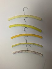 5 Vintage Retro Crochet Hangers Art Deco Yellows  Pink/Blue