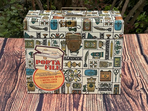 Vintage Metal Ballonoff PORTA FILE Locking Box Storage With KEY