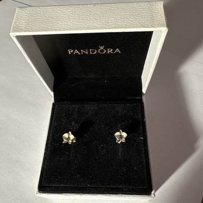 Pandora  Weiße und silberne Orchideen Ohrringe  Sterling Silber S925 ALE