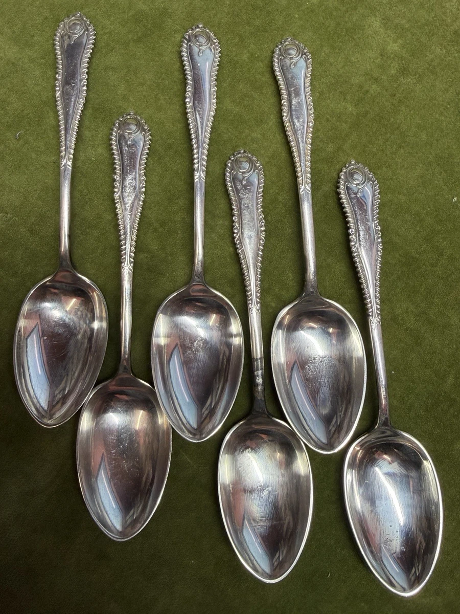 6 Heavy Sterling Silver Teaspoons, J Round & Sons,  137.1g 13.2cm Sheffield 1900