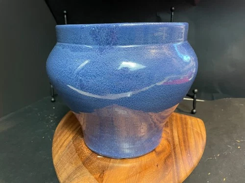 Vtg Blue Pottery Jardiniere Planter 8.5"h x 9.5"w Weller?
