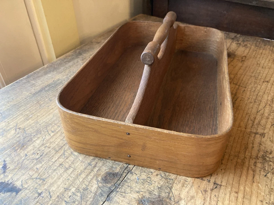 Nice! Antique primitive wooden Bentwood cutlery tray - Image 4 of 4