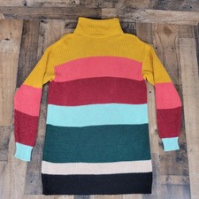 Farm Rio Anthropologie Multicolor Boldy Striped Turtleneck Sweater Dress Small