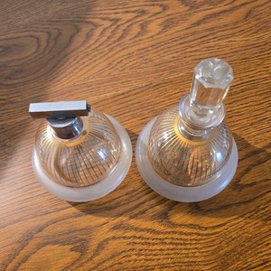 Vintage  Glass perfume Bottles clear gold grey.