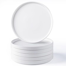 Set of 6 Ceramic Plates, 10.25" Matte Glaze Dinner Plates for Kitchen, White