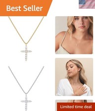 Elegant 14K Gold Plated Cubic Zirconia Cross Necklace for Women  Gift-Ready