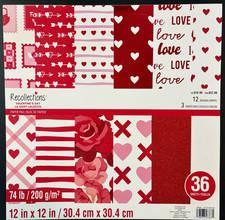 VALENTINE'S DAY 12X12 SCRAPBOOK PAPER PAD 36 SHEETS RECOLLECTIONS