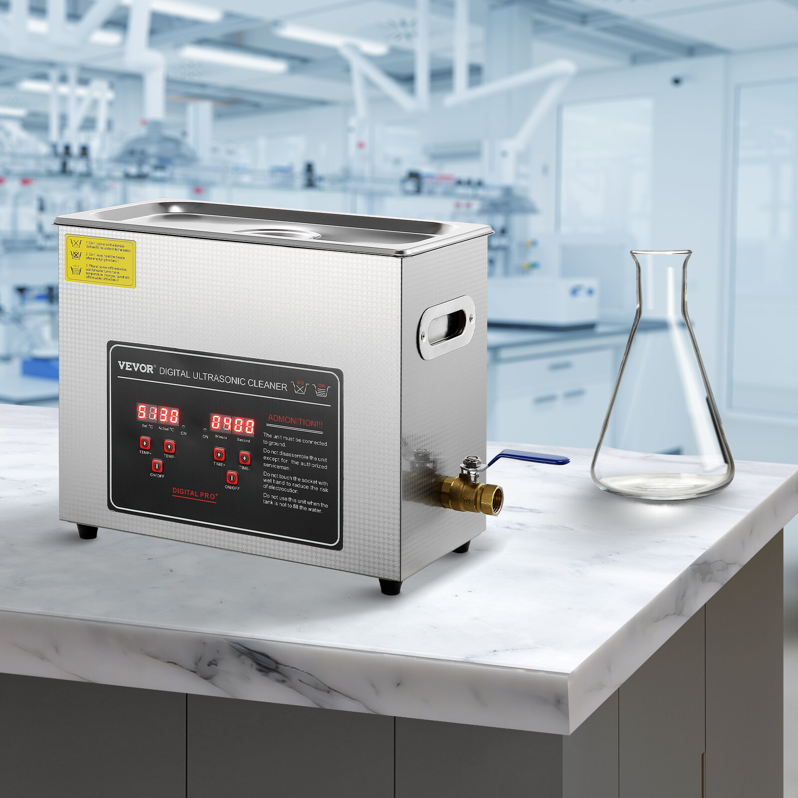 VEVOR Pulitore a Ultrasuoni Capienza 6L a Ultrasuoni Display Digitale Gioielli