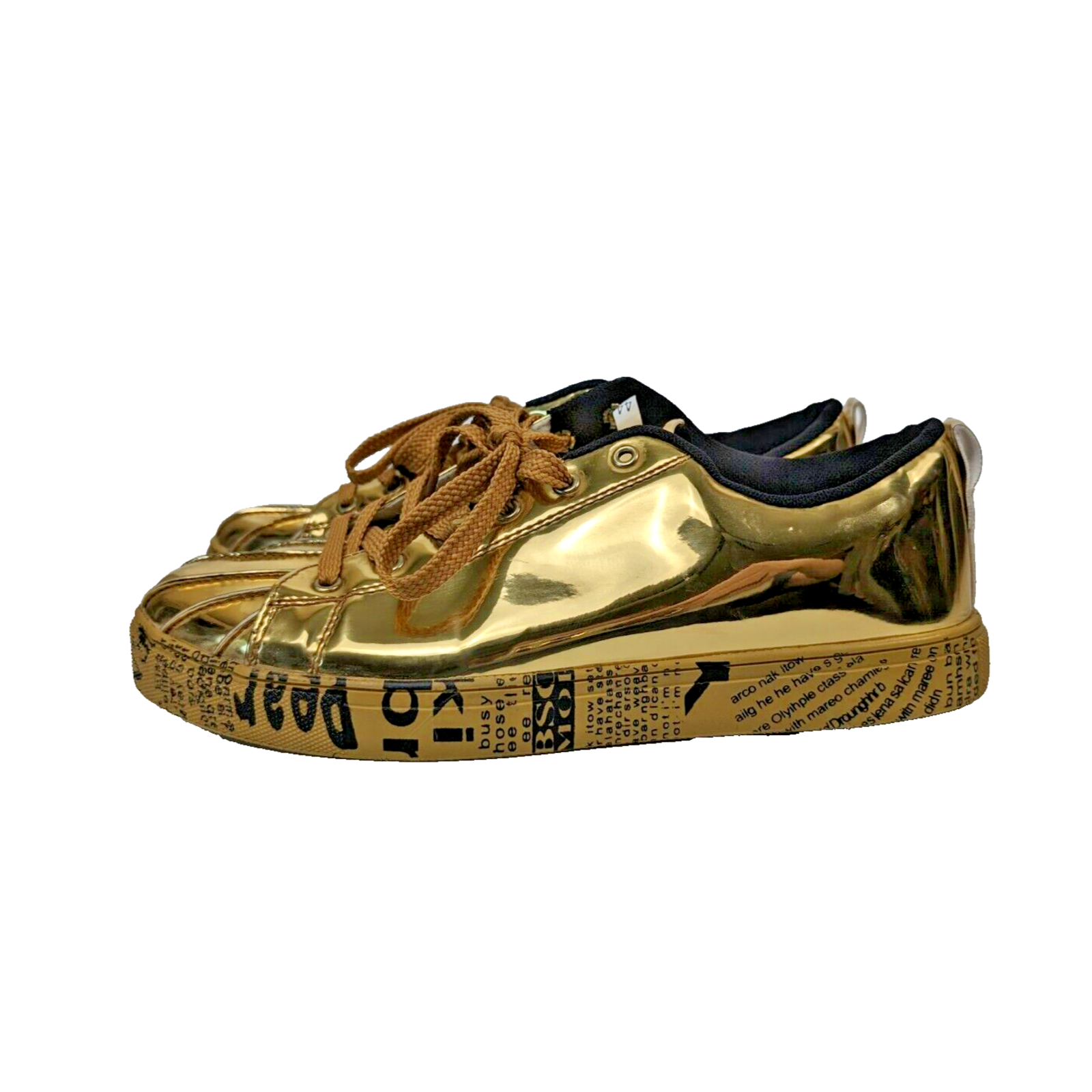 Mens Gold Fashion Trend Sneakers Hip Hop Casual Sports Running Shoes 10.5 EU 44