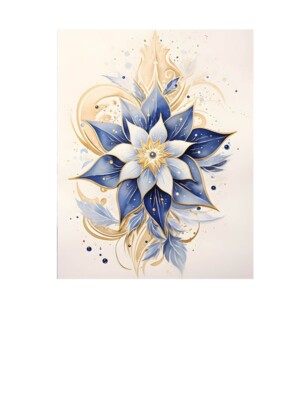 11x14 Blue Star Floral Canvas Print Wall Art