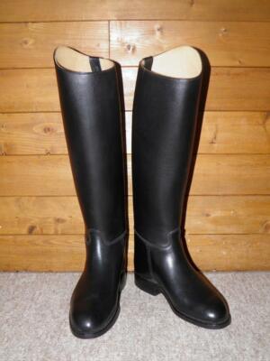 Regent Pro Euro Black English Leather Pull On Riding Boots UK 3 Long / Std Calf