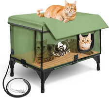 Large Heated Cat House for outside Winter, Addition of Rain-Proof Eaves  Waterpro