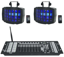  2 Rockville BD20 Battery Powered Wireless DMX DJ Party Derby Lights Controller